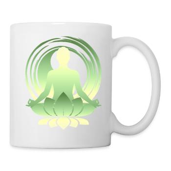 Lotus Meditation Green Gold Yoga Silhouette - Mug - white - Right