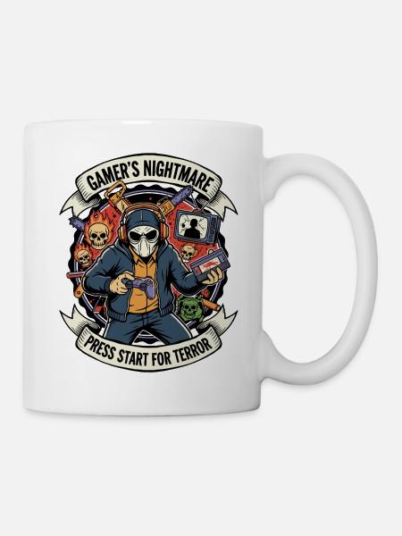 Gamer Drück Start Terror - Tasse - Weiß
