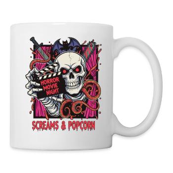 Horror Night Skull Popcorn - Tasse - Weiß - Rechts