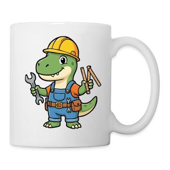 Dino Bauarbeiter mit Werkzeugen - Tasse - Weiß - Rechts
