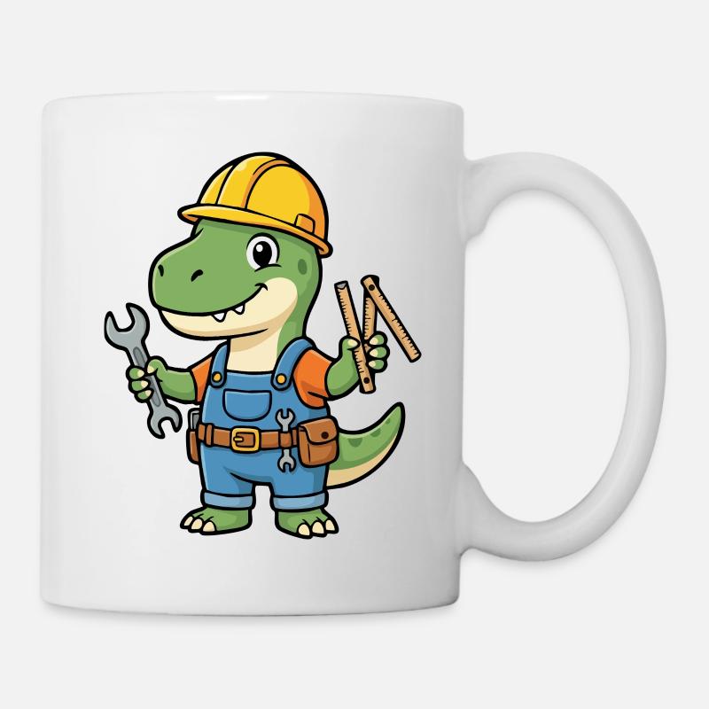Dino construction worker with tools - Mug - white