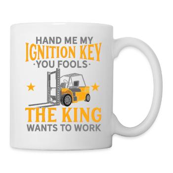 Passe-moi ma clé de contact Opérateur de chariot élévateur King Art - Mug blanc - blanc - Droite