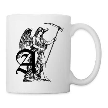 statue of a winged angel holding a scyth - Mug - white - Right