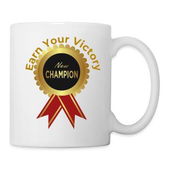 Premium Champion Award Badge – Earn Your Victory G - Mug - white - Right
