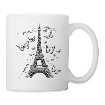 Paris Tour Eiffel, France Art des papillons - Mug blanc - blanc - Droite