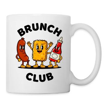 Brunch Club Retro Cartoon Essen Spaß Design - Tasse - Weiß - Rechts
