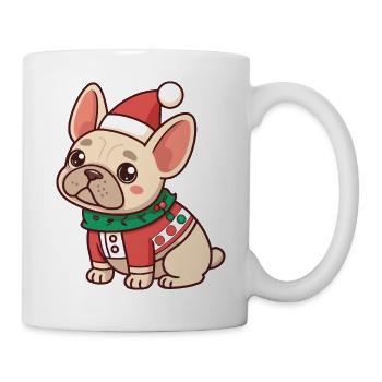 Bulldog Christmas Dog Santa Drawing - Mug - white - Right