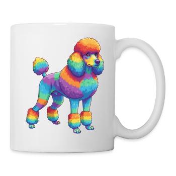 Buntes Pudelhunde-Regenbogen-Pop-Art-Aquarell - Tasse - Weiß - Rechts