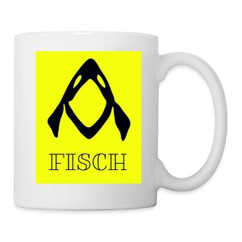 Fisch Symbol Gelb Grafik – Abstrakt - Tasse - Weiß - Rechts