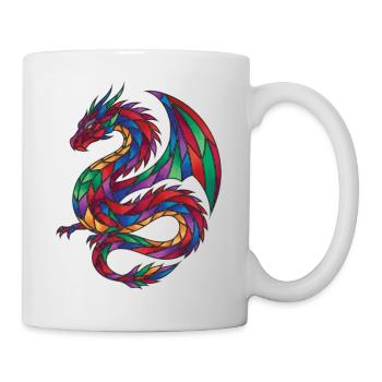Fantasme de la Mosaïque de Dragon en Vitrail - Mug blanc - blanc - Droite