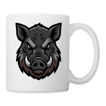 mascotte tête de sanglier, agressive - Mug blanc - blanc - Droite