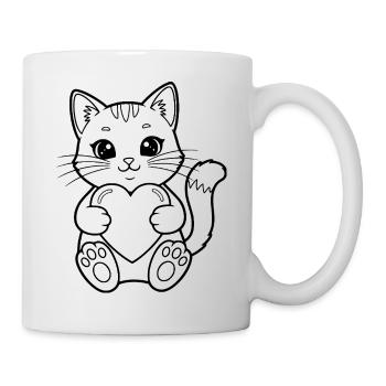 Chat au cœur – pour les amoureux des chats et les romantiques - Mug blanc - blanc - Droite