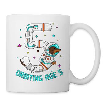 Orbiting Age 5 Dachshund Space - Mug - white - Right