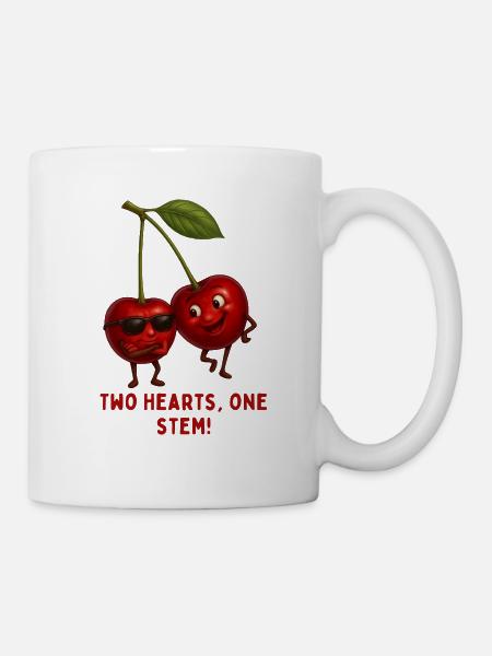 KirschenDuo: Zwei Herzen, Ein Stiel - Tasse - Weiß