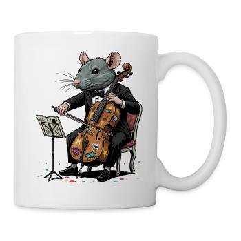 Rat en smoking jouant du violoncelle - Mug blanc - blanc - Droite