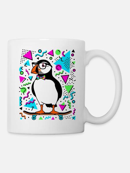 Cooler Skater Papageientaucher Retro - Tasse - Weiß