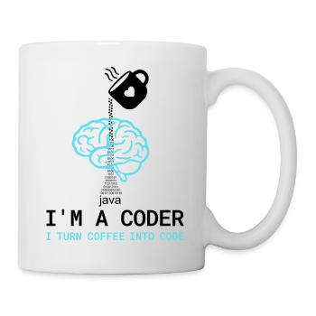 Coder T-Shirt: Coffee into Code – Nerdy Programmie - Mug - white - Right