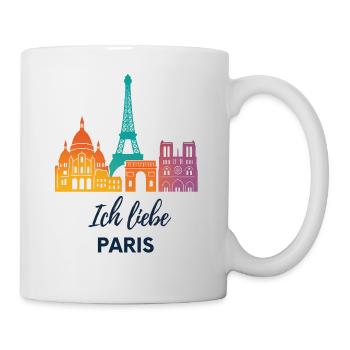 Ich liebe Paris – bunte Skyline Design - Tasse - Weiß - Rechts