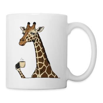 Tired Giraffe with Coffee – Funny Motif - Mug - white - Right