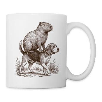 Amateur de chien beagle chevauchant un capybara drôle - Mug blanc - blanc - Droite