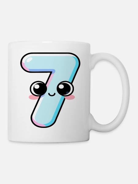 Number 7 Kawaii Cake - Mug - white