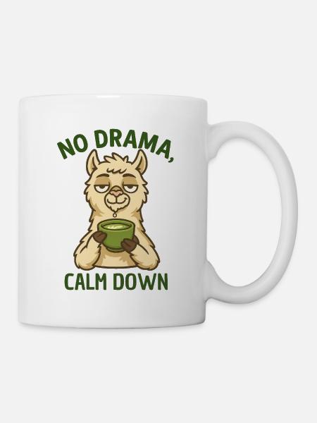 Ruhepol Alpaka – Kein Drama - Tasse - Weiß