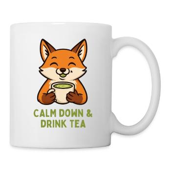 Fuchs entspannt Tee trinken - Tasse - Weiß - Rechts