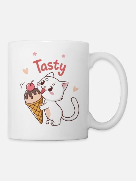 Leckere Eiscreme-Gourmetkatze - Tasse - Weiß