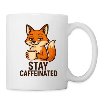 Fuchs Kaffee Motiv Stay Caffeinated - Tasse - Weiß - Rechts