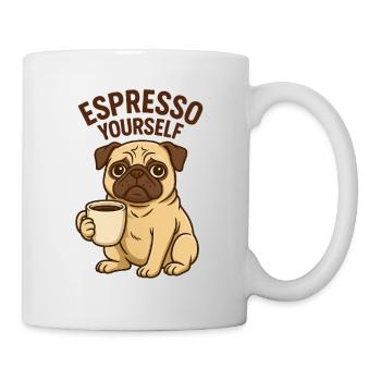 Espresso Yourself Pug Illustration - Tasse - Weiß - Rechts