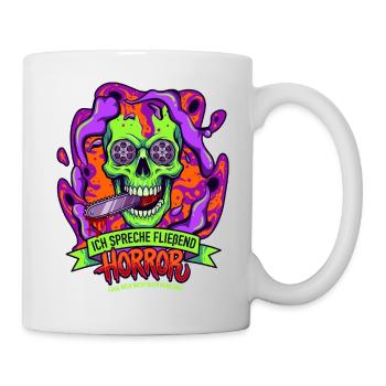 Horreur du crâne néon avec tentacules - Mug blanc - blanc - Droite