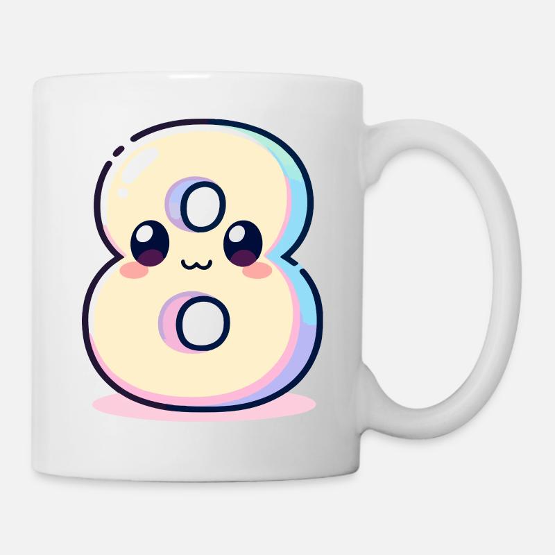 Numéro 8 Kawaii Rainbow - Mug blanc - blanc