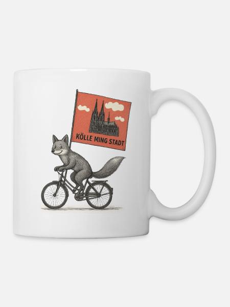 Köln Fuchs auf Fahrrad - Tasse - Weiß