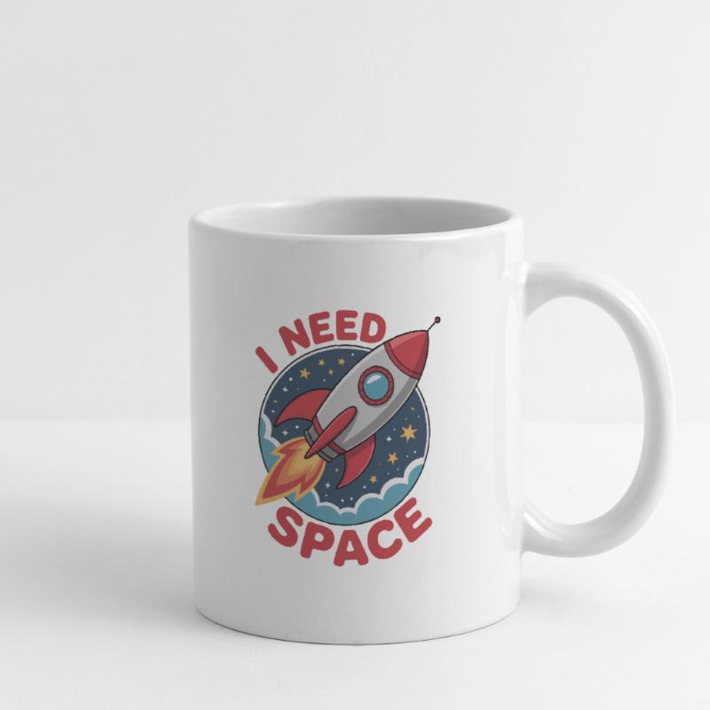 Rocket dans l’espace, style dessin animé - « J’AI BESOIN DE L’ESPACE Mug blanc