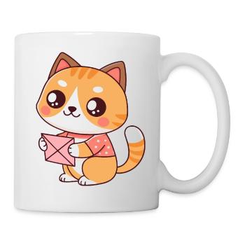 Kawaii-Katzenbriefhalter - Tasse - Weiß - Rechts