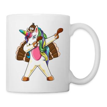 Einhorn-Thanksgiving-Turkey-Tanzkunst abtupfen - Tasse - Weiß - Rechts