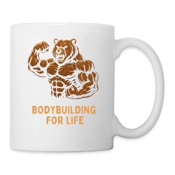 Bärenbodybuilder Kraftmotiv - Tasse - Weiß - Rechts