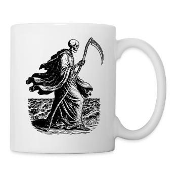  skeleton with the scythe at the sea - Mug - white - Right