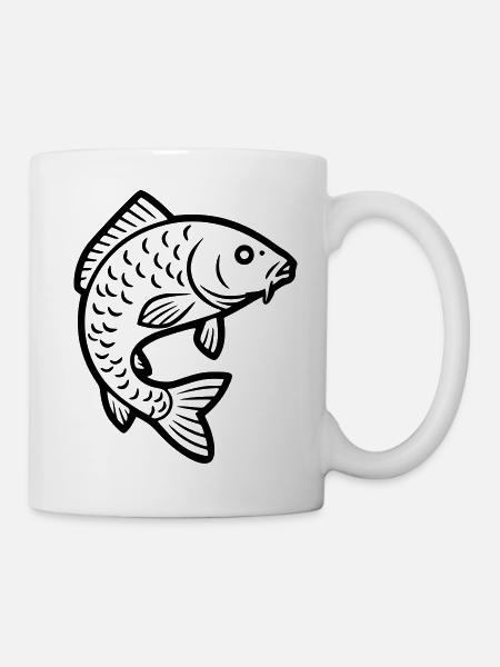 Karpfen Springend Fisch Angeln - Tasse - Weiß