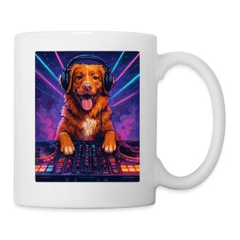 Nova Scotia Toller DJ Hund witzig positiv Geschenk - Tasse - Weiß - Rechts