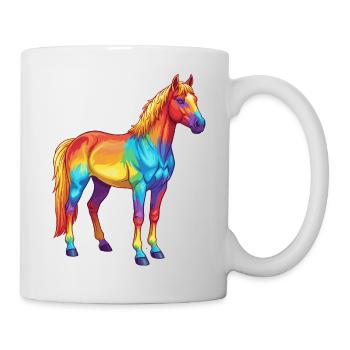 Buntes Pferderegenbogen-Pop-Art-Aquarell - Tasse - Weiß - Rechts