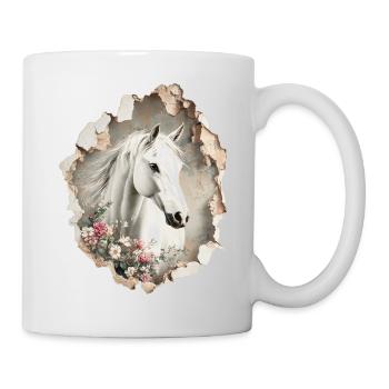 Pferd Blumen - Tasse - Weiß - Rechts