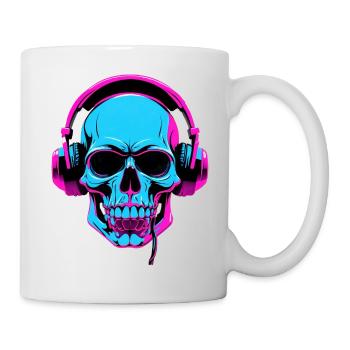 Neon Skull mit Kopfhörern - Tasse - Weiß - Rechts