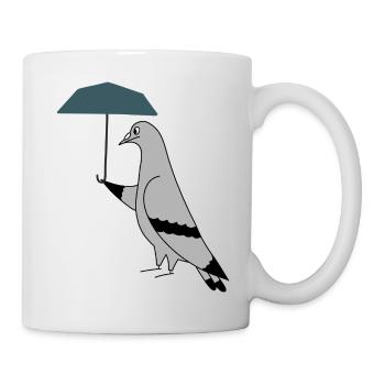 Pigeon with Umbrella – Illustration minimaliste urbaine - Mug blanc - blanc - Droite