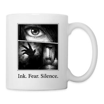 Ink Fear Silence – düsteres Manga Horror Motiv - Tasse - Weiß - Rechts