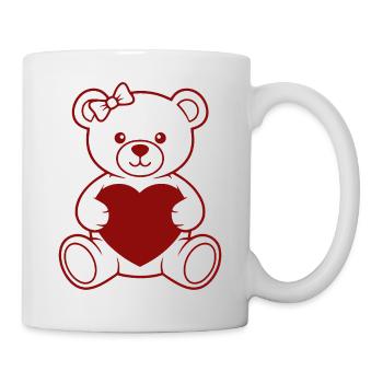 Heart Bear with Bow - Mug - white - Right