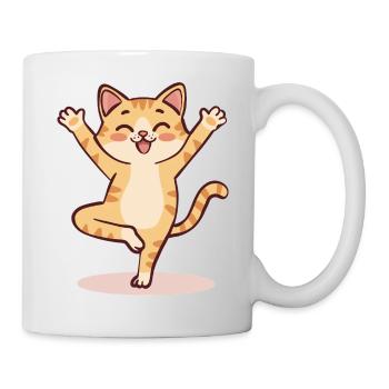 Yoga-Katzen-Cartoon | Niedliche meditierende Katzenpose - Tasse - Weiß - Rechts