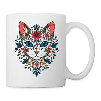 Portrait du chat fleur - Mug blanc - blanc - Droite