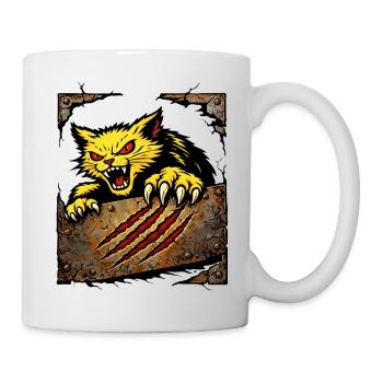 Ferocious Cat Scratch Attack Illustration - Mug - white - Right