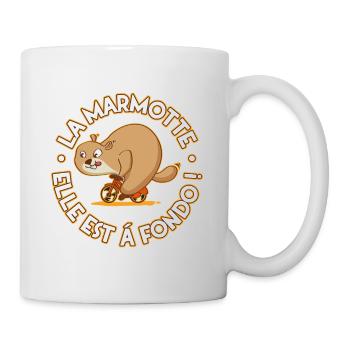 Marmotte cycliste à fond - Mug blanc - blanc - Droite